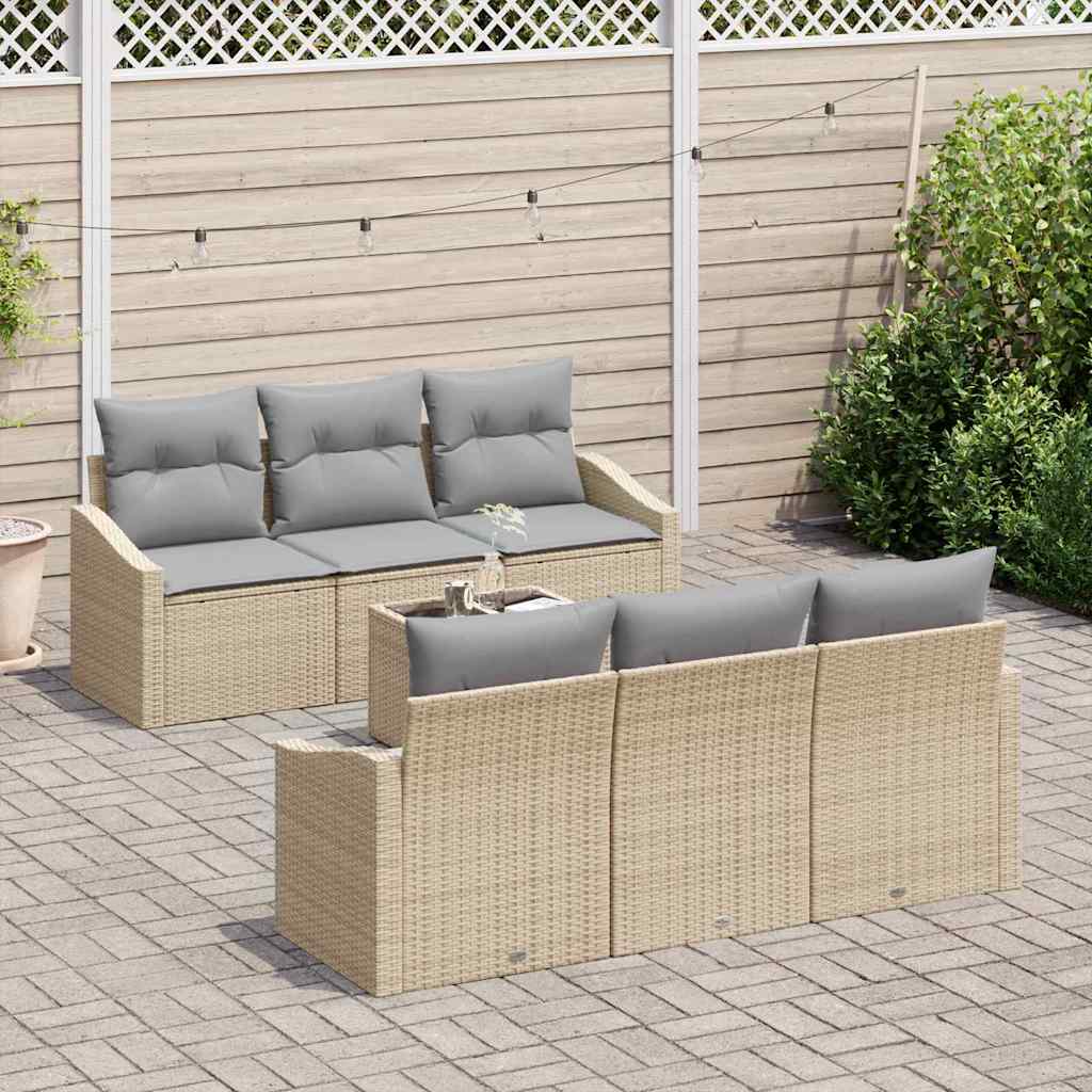 Set di divani 7 pcs Beige e Grigio Chiaro polyrattan | homemem39
