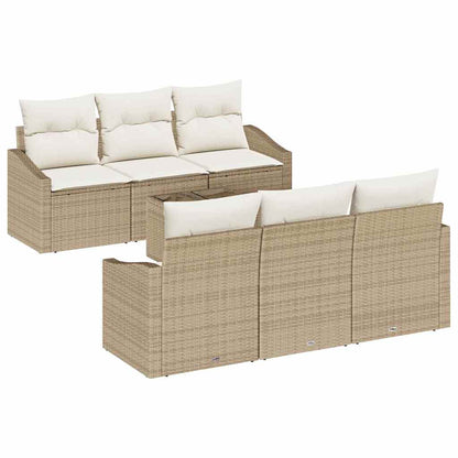 Set Divano da Giardino 7 pcs Beige e Crema 55 x 55 x 37 cm
