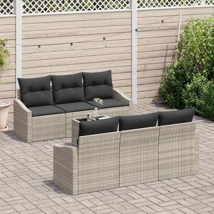 Set di divani con cuscino 7 pcs Grigio chiaro polyrattan | homemem39