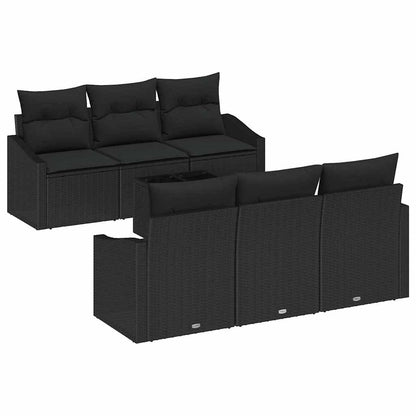 Set Divano da Giardino con cuscino 7 pcs Nero 55 x 55 x 37 cm
