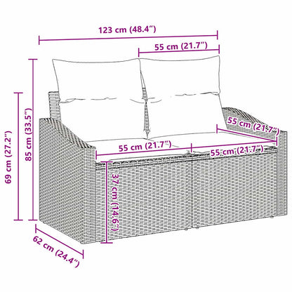 Set Divano da Giardino con cuscino 7 pcs Nero 55 x 55 x 37 cm