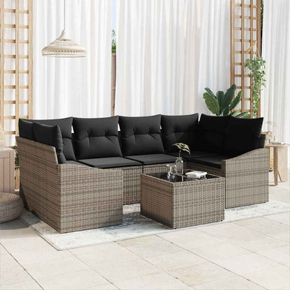 Set di divani con cuscino con cuscino 7 pcs Grigio polyrattan | homemem39
