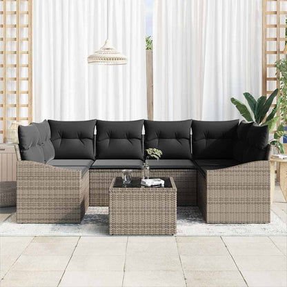 Set di divani con cuscino con cuscino 7 pcs Grigio polyrattan | homemem39