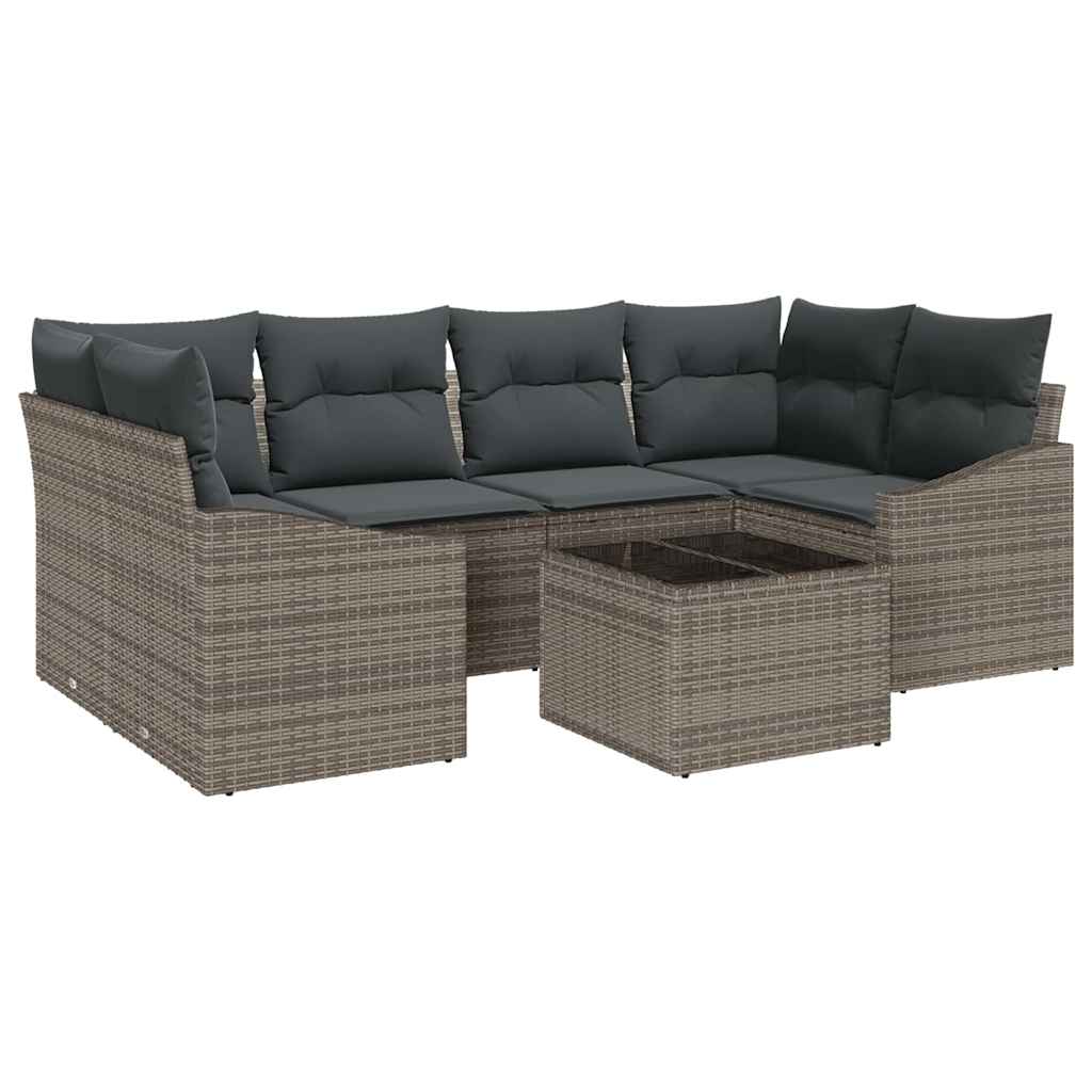 Set di divani con cuscino con cuscino 7 pcs Grigio polyrattan | homemem39