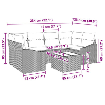 Set di divani con cuscino 7 pcs Nero e Turchese polyrattan | homemem39