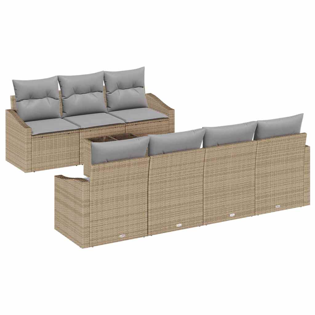 Set di divani 8 pcs Beige e Grigio Chiaro polyrattan | homemem39