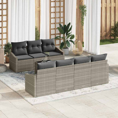 Set di divani con cuscino 8 pcs Grigio chiaro polyrattan | homemem39