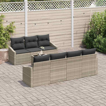 Set di divani con cuscino 8 pcs Grigio chiaro polyrattan | homemem39