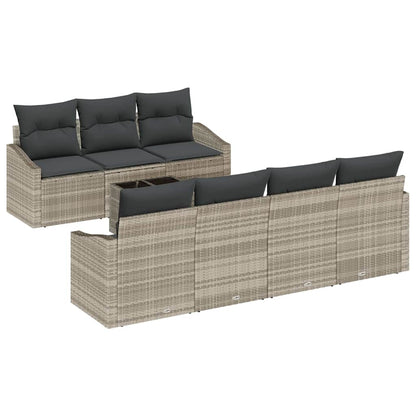 Set di divani con cuscino 8 pcs Grigio chiaro polyrattan | homemem39