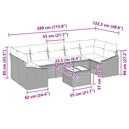 Set Divano da Giardino 8 pcs Marrone e Crema 55 x 55 x 37 cm