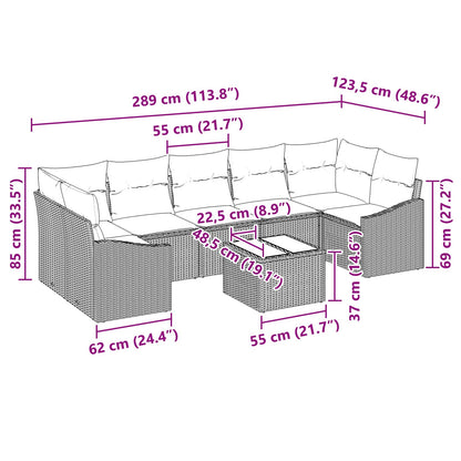 Set di divani con cuscino 8 pcs Nero e Turchese polyrattan | homemem39