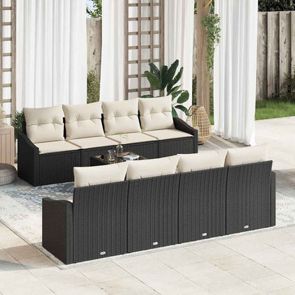 Set Divano da Giardino 9 pcs Nero e Crema 55 x 55 x 37 cm