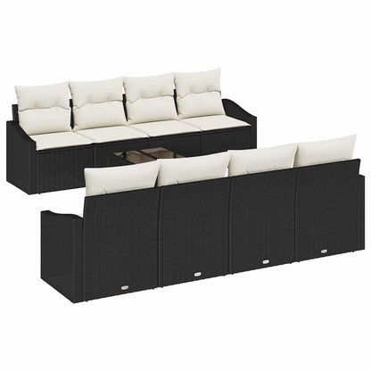 Set Divano da Giardino 9 pcs Nero e Crema 55 x 55 x 37 cm