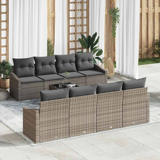 Set Divano da Giardino con cuscino 9 pcs Grigio 55 x 55 x 37 cm