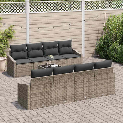 Set Divano da Giardino con cuscino 9 pcs Grigio 55 x 55 x 37 cm