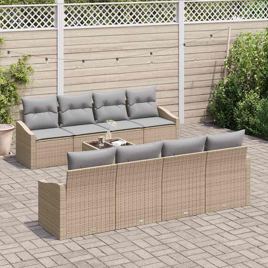 Set di divani 9 pcs Beige e Grigio Chiaro polyrattan | homemem39