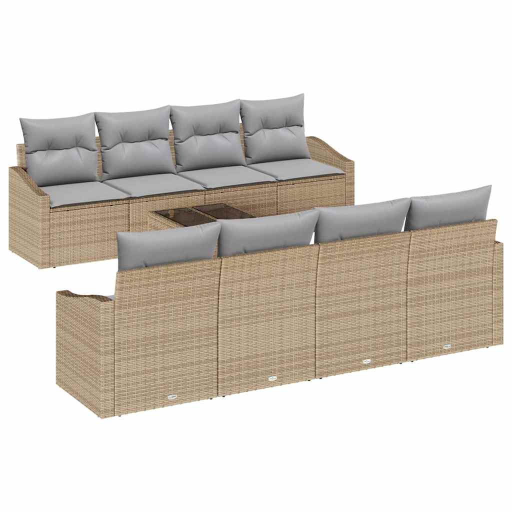 Set di divani 9 pcs Beige e Grigio Chiaro polyrattan | homemem39