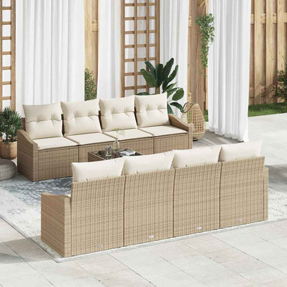 Set Divano da Giardino 9 pcs Beige e Crema 55 x 55 x 37 cm