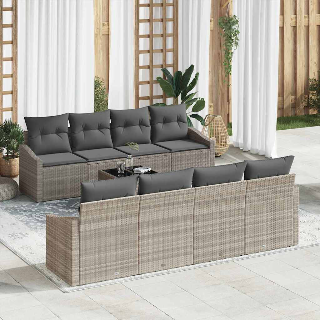 Set Divano da Giardino 9 pcs Grigio chiaro 55 x 55 x 37 cm