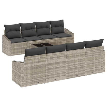 Set Divano da Giardino 9 pcs Grigio chiaro 55 x 55 x 37 cm