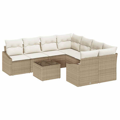 Set di divani con cuscino 9 pcs Beige e Crema polyrattan | homemem39