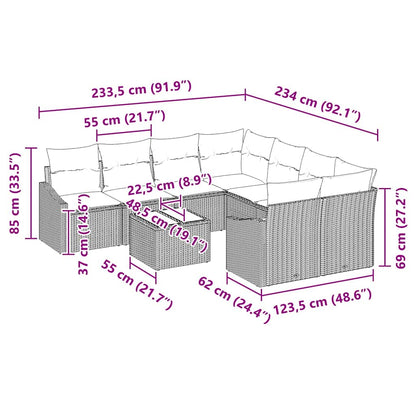 Set Divano da Giardino 9 pcs Grigio chiaro 55 x 55 x 37 cm