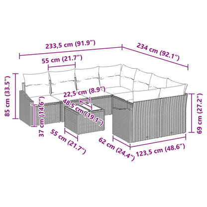 Set di divani con cuscino 9 pcs Nero e Turchese polyrattan | homemem39