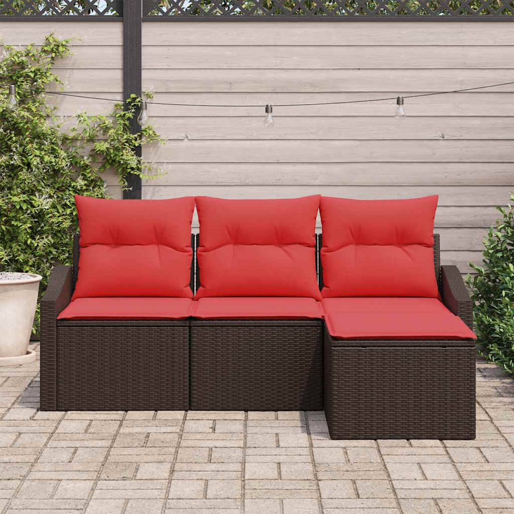 Set di divani 4 pz Marrone polyrattan | homemem39