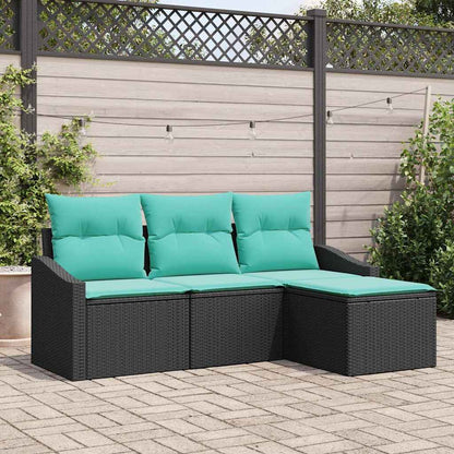Set di divani con cuscino 4 pcs Nero polyrattan | homemem39