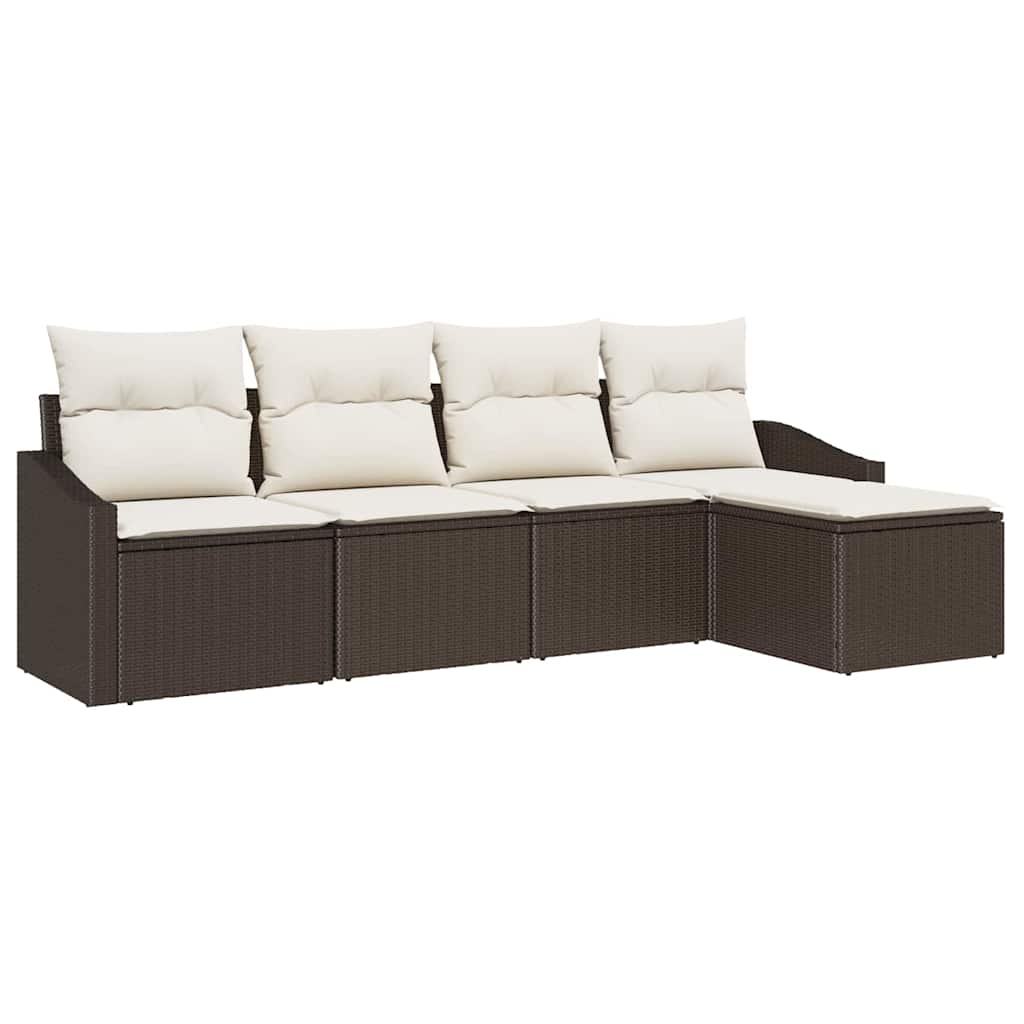 Set di divani con cuscino 5 pcs Marrone polyrattan | homemem39