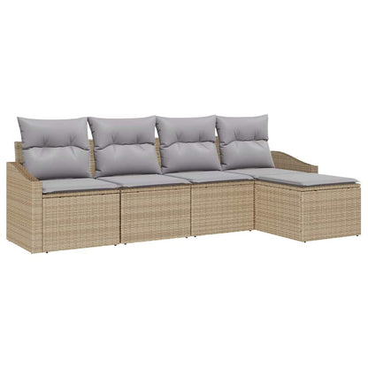 Set Divano da Giardino 5 pcs Beige Poly Rattan