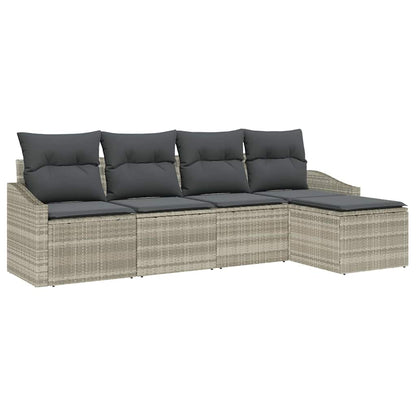 Set Divano da Giardino 5 pcs Grigio chiaro Poly Rattan