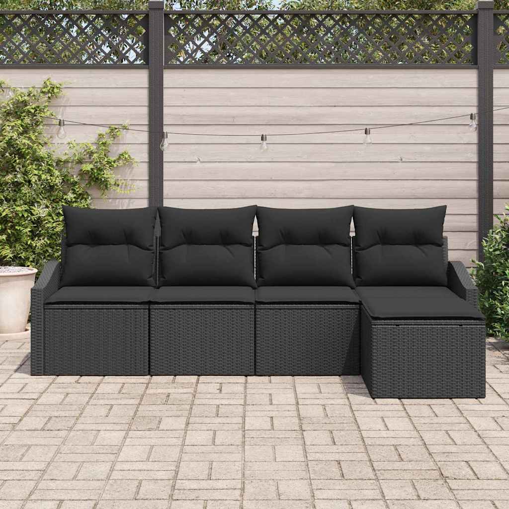 Set di divani 5 pz Nero polyrattan | homemem39