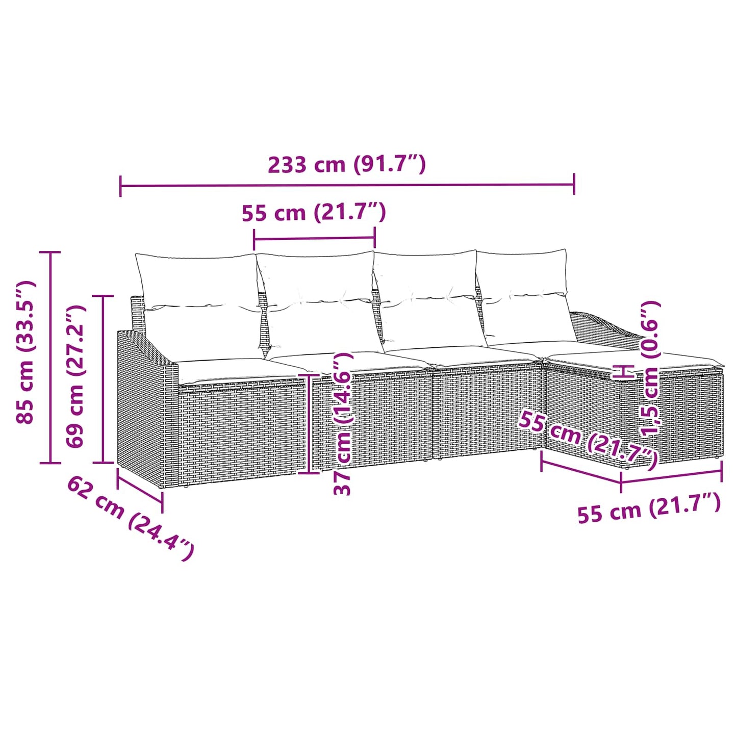 Set di divani 5 pz Marrone polyrattan | homemem39