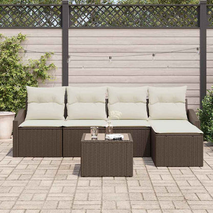Set Divano da Giardino 6 pcs Marrone Poly Rattan