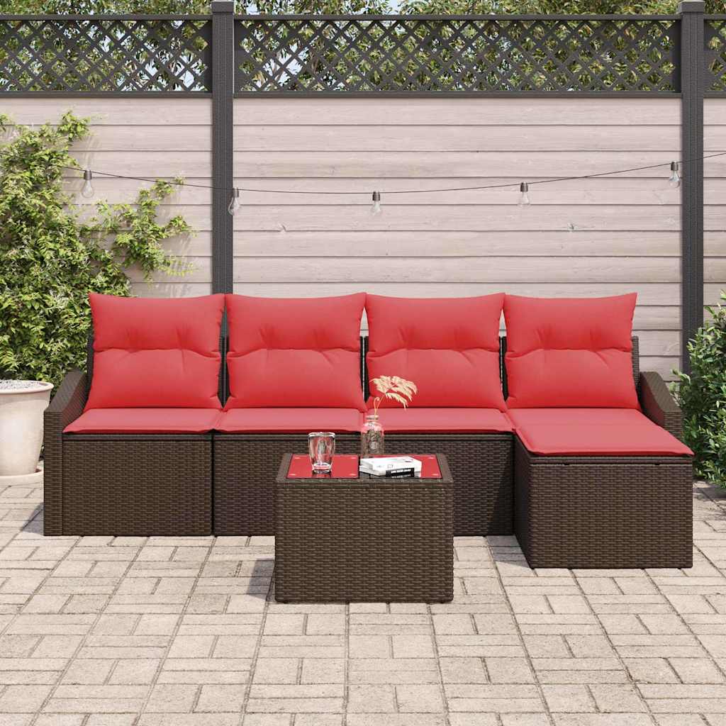 Set di divani 6 pz Marrone polyrattan | homemem39
