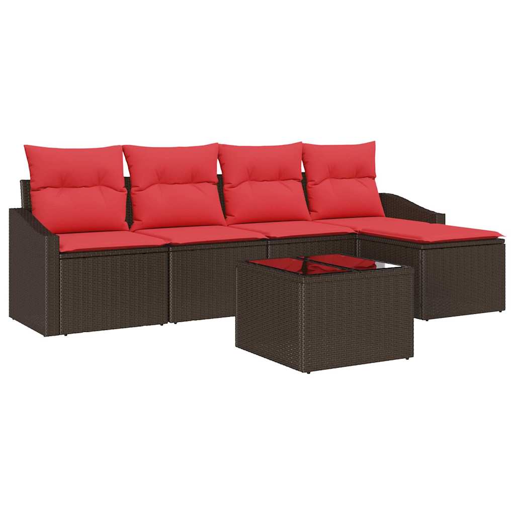 Set di divani 6 pz Marrone polyrattan | homemem39