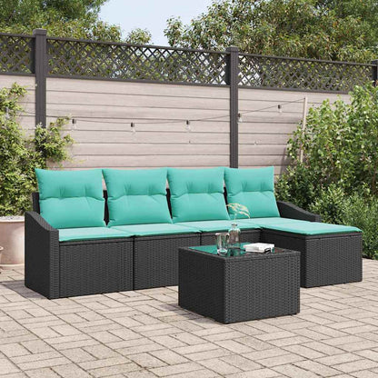 Set di divani con cuscino 6 pcs Nero polyrattan | homemem39