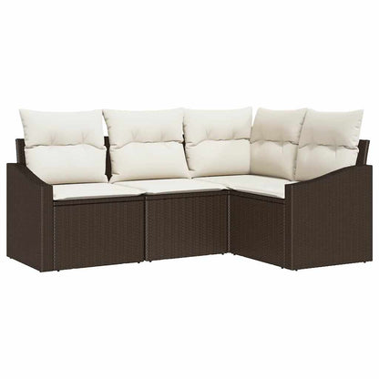 Set Divano da Giardino 4 pcs Marrone Poly Rattan