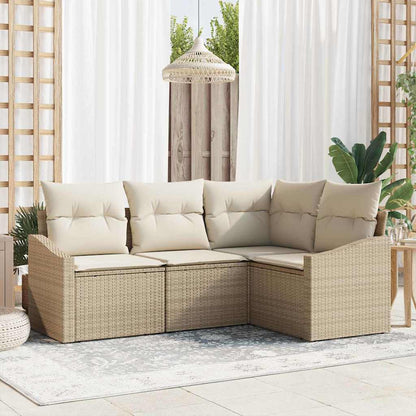 Set Divano da Giardino 4 pcs Beige Poly Rattan