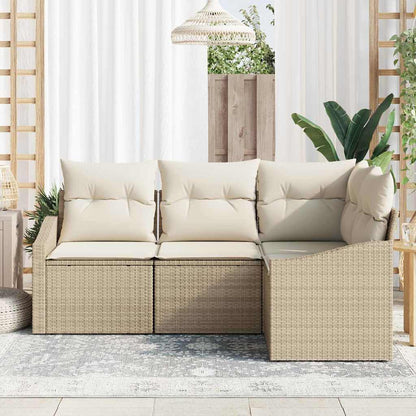 Set Divano da Giardino 4 pcs Beige Poly Rattan
