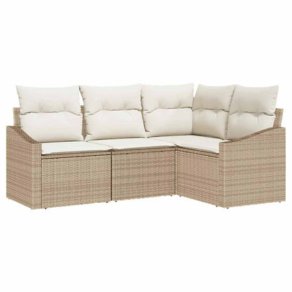 Set Divano da Giardino 4 pcs Beige Poly Rattan