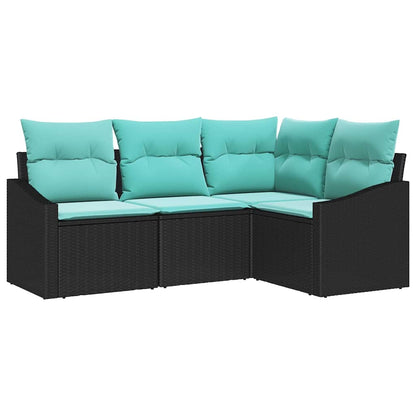 Set di divani con cuscino 4 pcs Nero polyrattan | homemem39