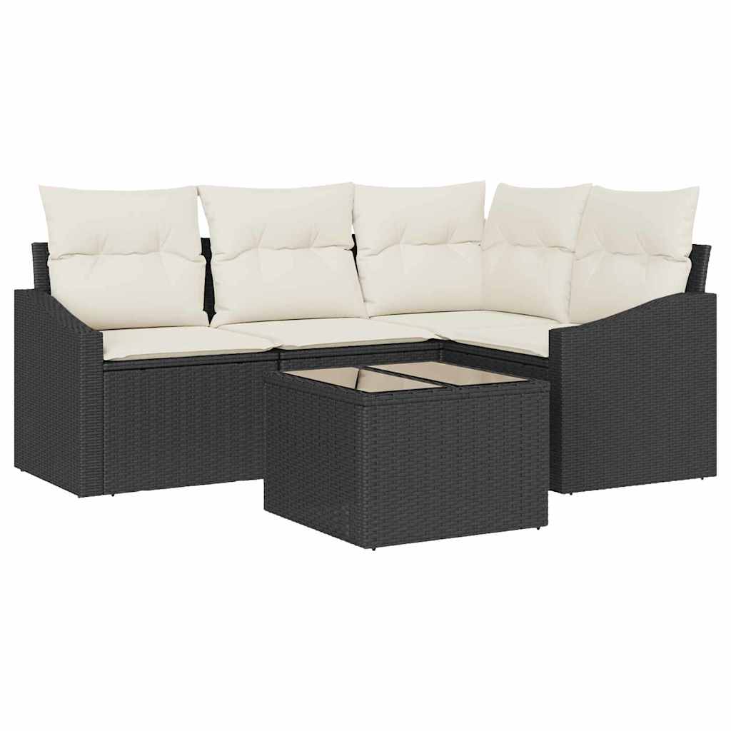 Set di divani 5 pz Nero polyrattan | homemem39