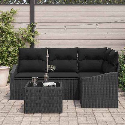 Set di divani 5 pz Nero polyrattan | homemem39