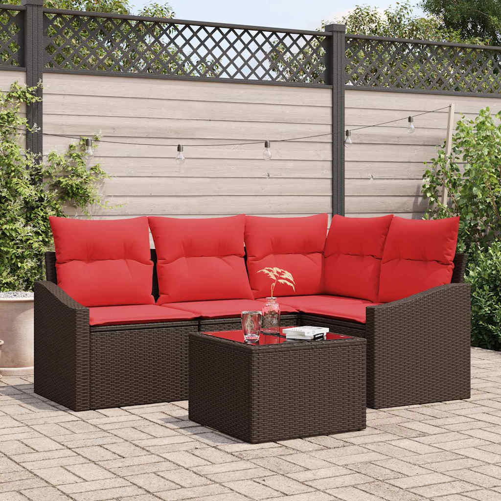 Set di divani 5 pz Marrone polyrattan | homemem39