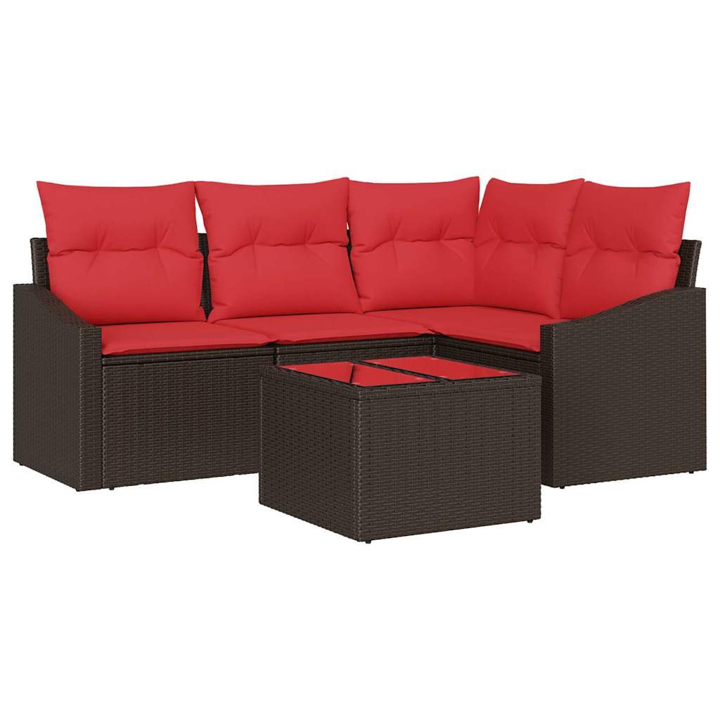 Set di divani 5 pz Marrone polyrattan | homemem39