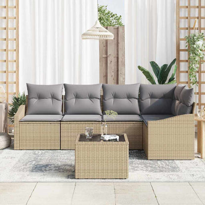 Set Divano da Giardino 6 pcs Beige Poly Rattan