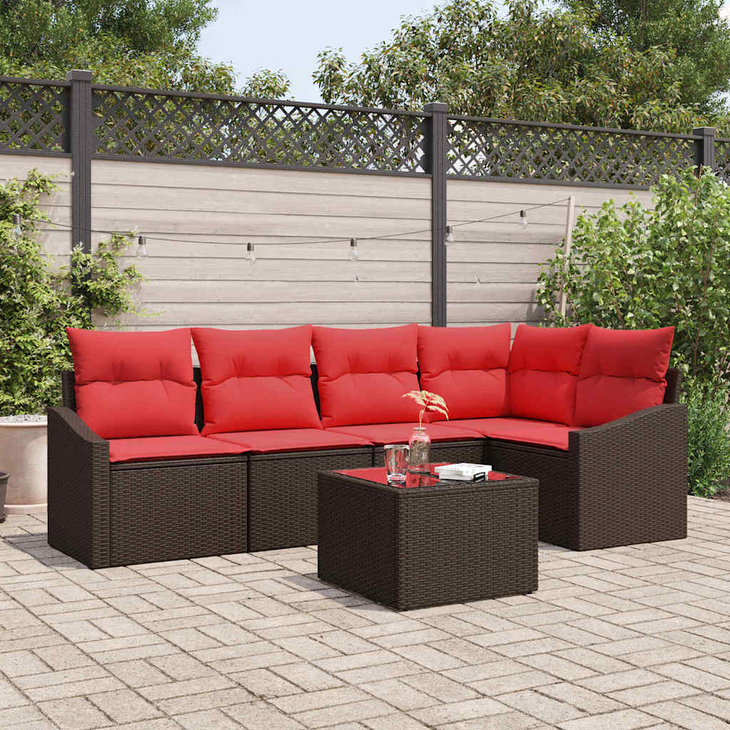 Set di divani 6 pz Marrone polyrattan | homemem39