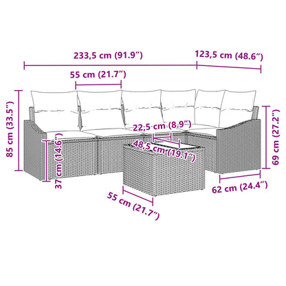 Set di divani 6 pz Marrone polyrattan | homemem39